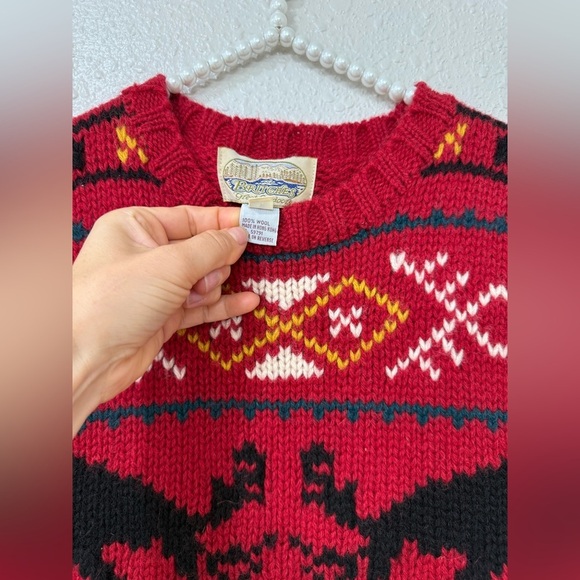 Vintage Knit Wool Vest, fighting elk deer design Size S - Picture 3 of 7